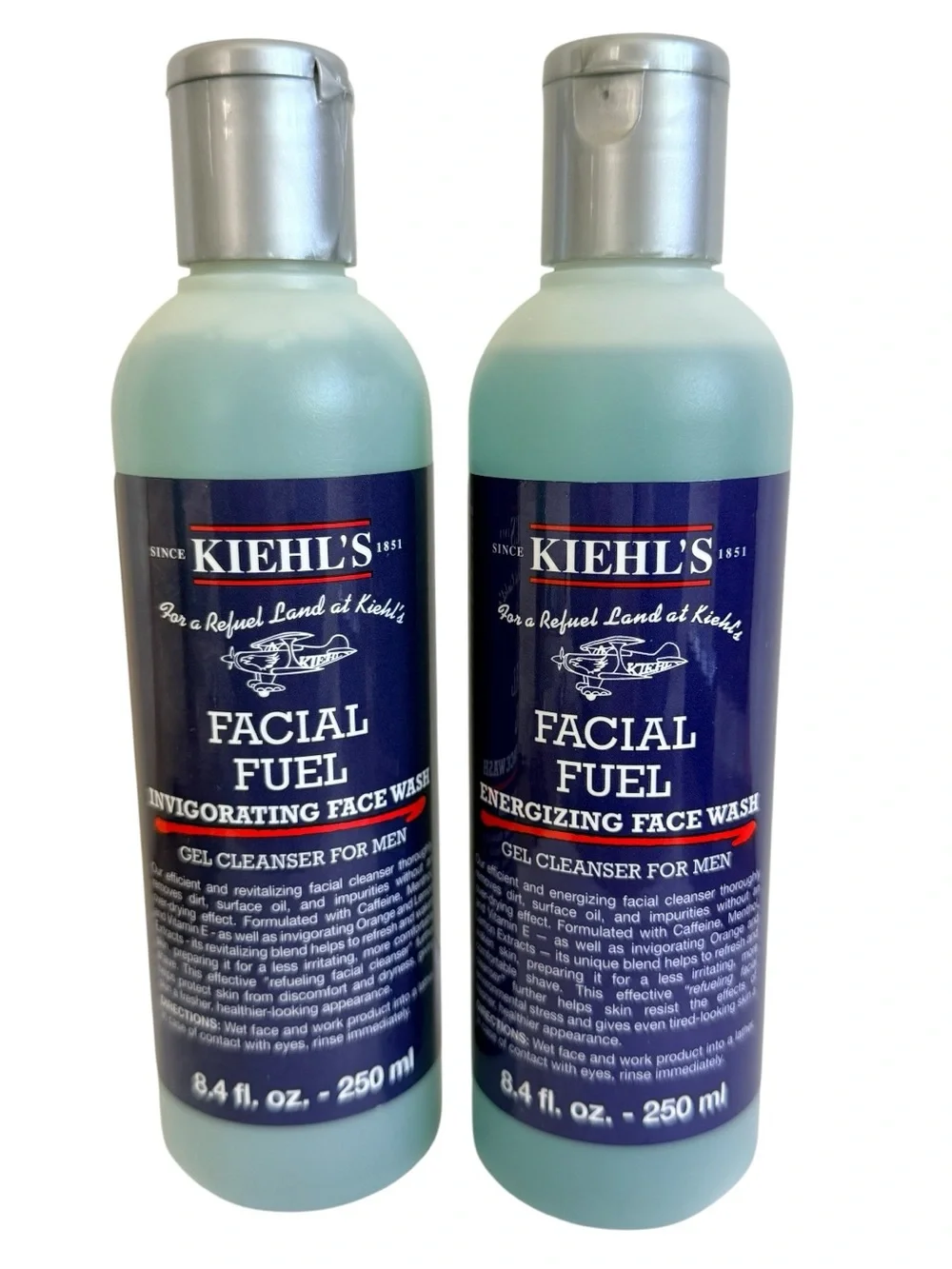 Kiehl's Facial Fuel Invigorating Face Wash Gel Cleanser Men 8.4 fl oz Sealed Two